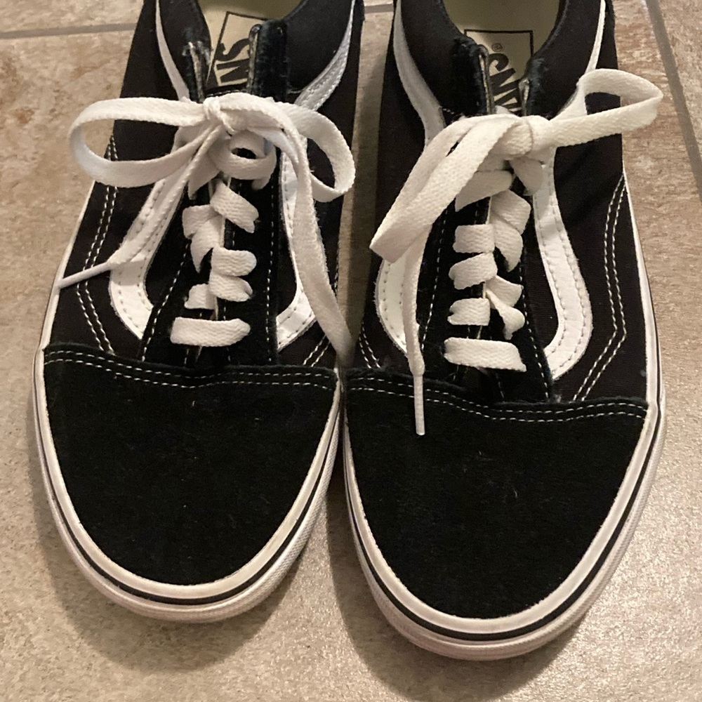 Womens black and white Vans sneakers